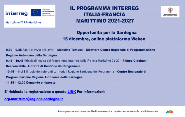 Regione Sardegna - Evento informativo sul Programma 21-27